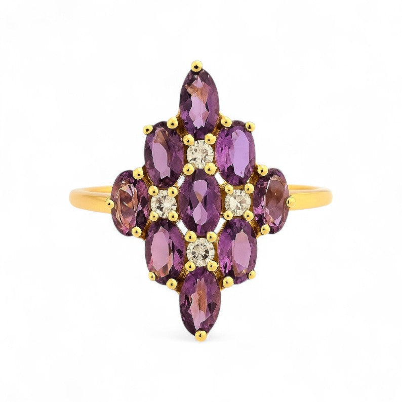 Oval cut Amethyst Versailles Cluster Ring - GEMPARA