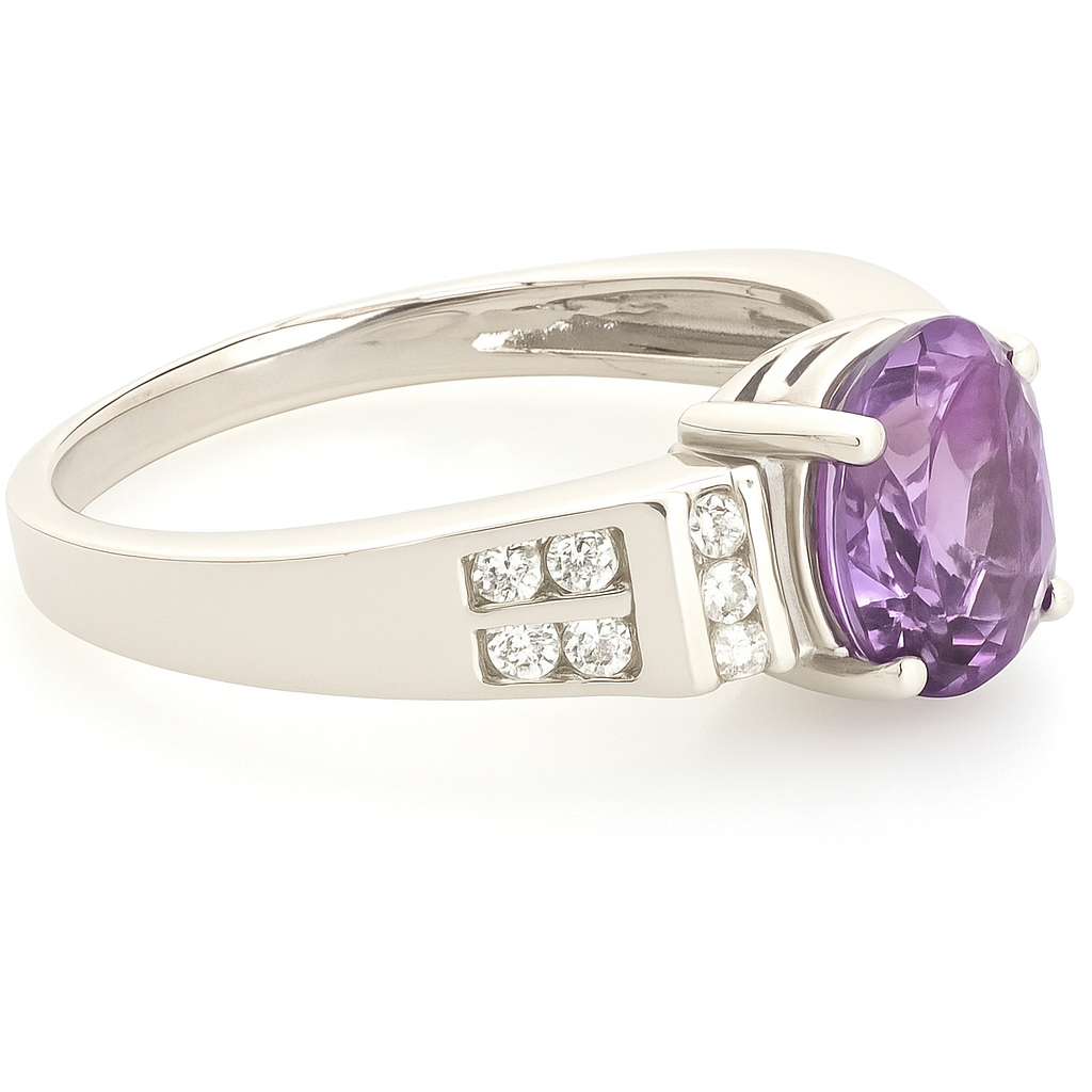 1 CT Oval Amethyst Tandem Ring - GEMPARA