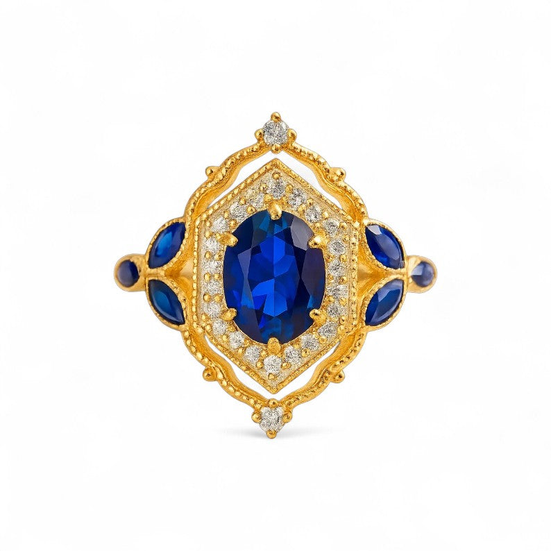 Regal Lab Blue Sapphire Ring - GEMPARA