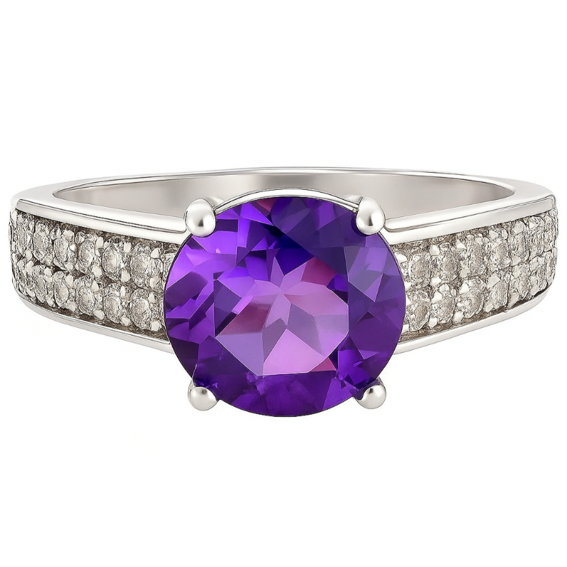 Round cut Amethyst Harbor Ring - GEMPARA