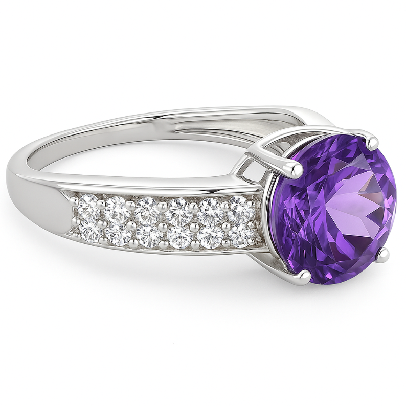 Round cut Amethyst Harbor Ring - GEMPARA