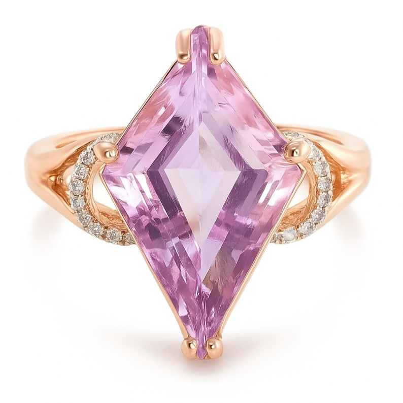 1CT Kite cut Pink Amethyst Ring - GEMPARA