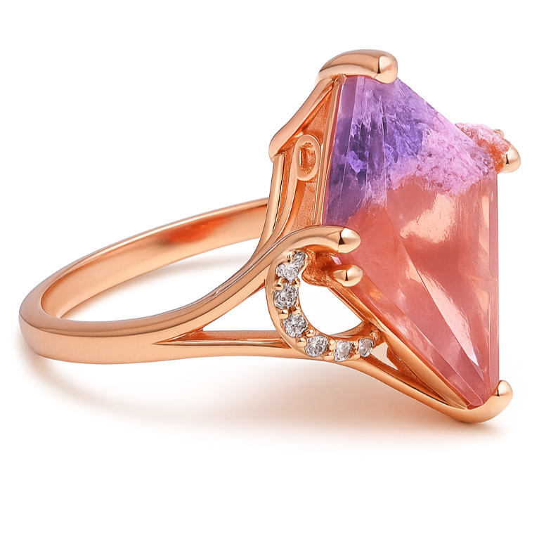 1CT Kite cut Pink Amethyst Ring - GEMPARA