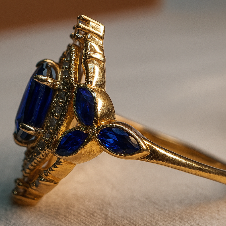 Regal Lab Blue Sapphire Ring - GEMPARA