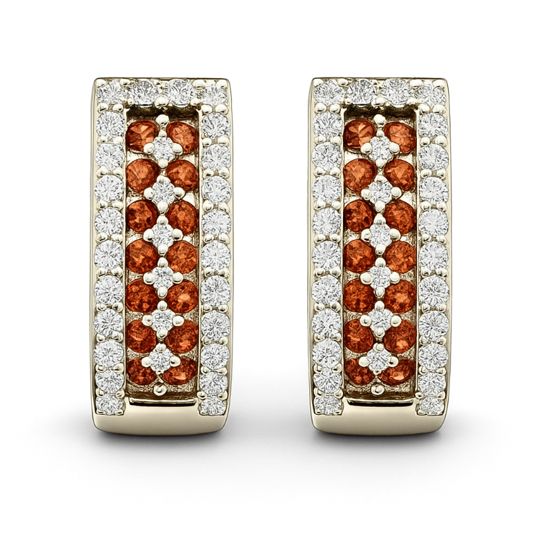 2CT Round Garnet Hoops - GEMPARA