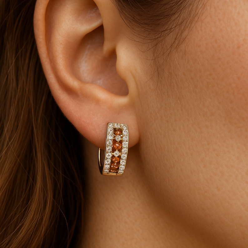 2CT Round Garnet Hoops - GEMPARA