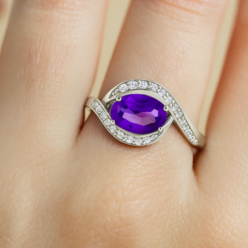 Tether Amethyst Bypass ring - GEMPARA