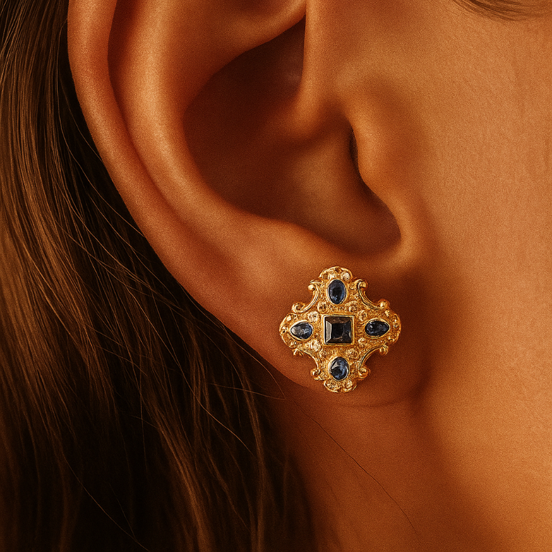 Fenestra Lab sapphire studs - GEMPARA
