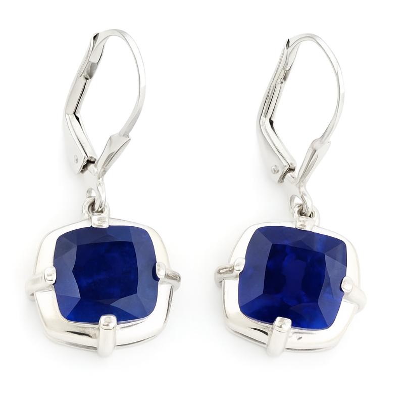 Cushion Lab Sapphire Drop Earrings - GEMPARA
