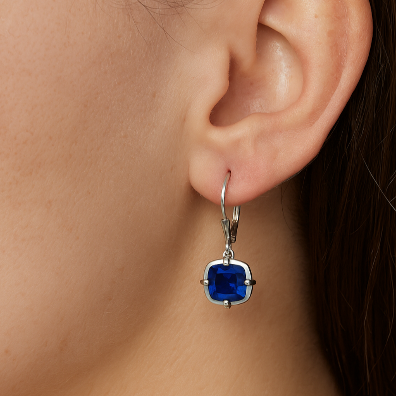 Cushion Lab Sapphire Drop Earrings - GEMPARA