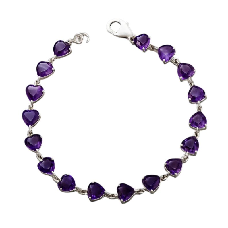 1CT Classic Heart cut Amethyst Bracelet - GEMPARA