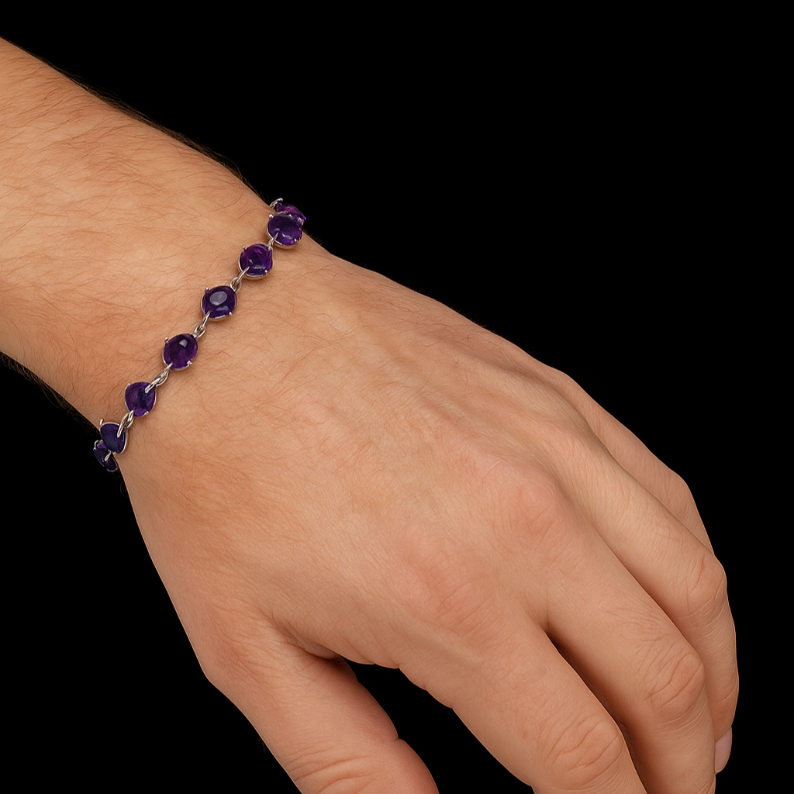 1CT Classic Heart cut Amethyst Bracelet - GEMPARA