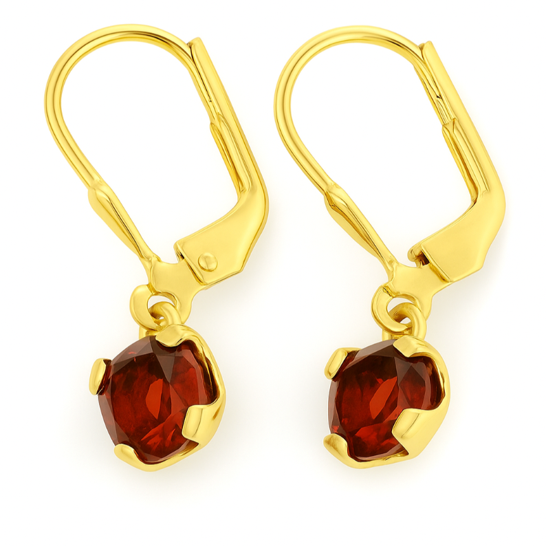 Round Cut Garnet Earrings - GEMPARA