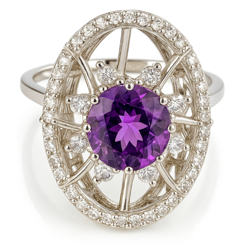 Round Amethyst Magnum Ring - GEMPARA