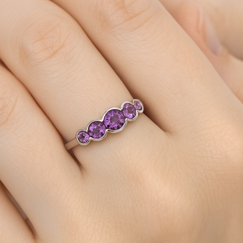 Scallop Oval Amethyst Ring - GEMPARA