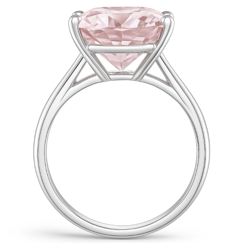 Round Pink Blush Solitaire Amethyst Ring - GEMPARA