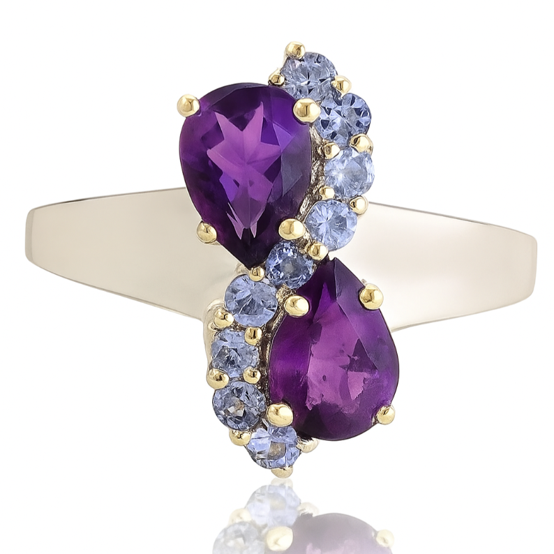 Pear Evenfall Amethyst Ring - GEMPARA