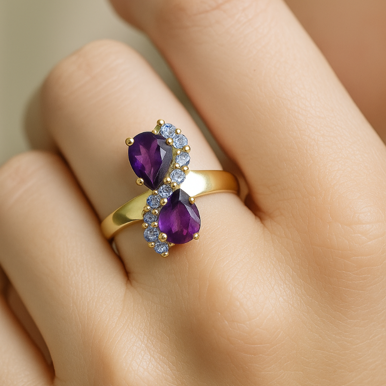 Pear Evenfall Amethyst Ring - GEMPARA