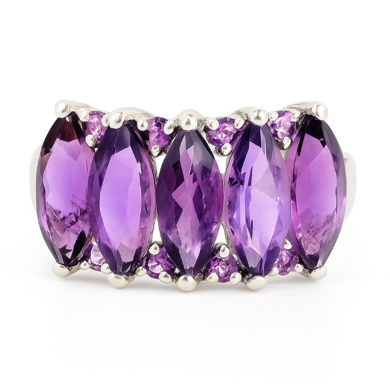 Linear Marquise cut African Amethyst Ring - GEMPARA