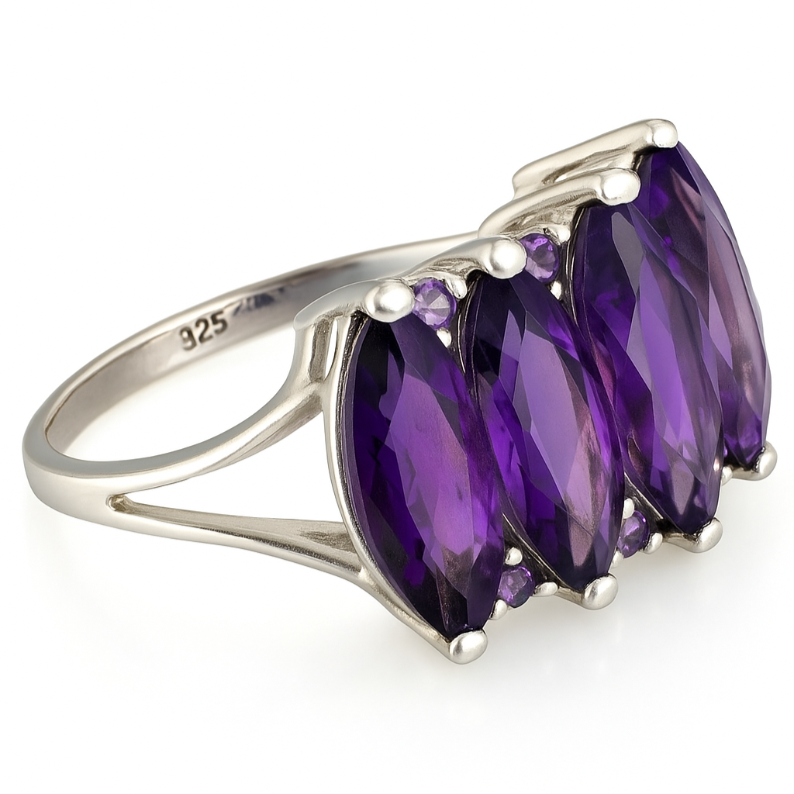 Linear Marquise cut African Amethyst Ring - GEMPARA