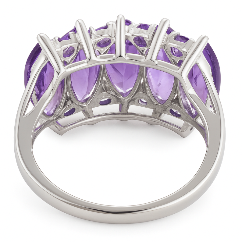 Linear Marquise cut African Amethyst Ring - GEMPARA