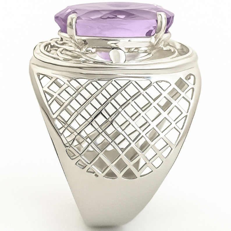 Oval Pink Amethyst Crown Ring - GEMPARA