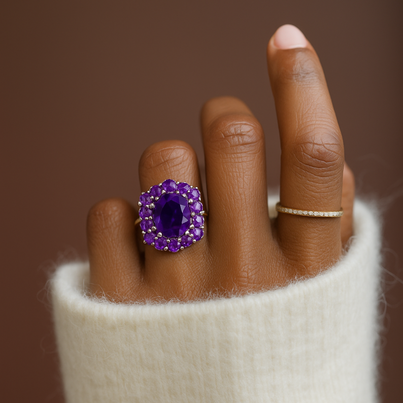 1CT Amethyst Bloom Ring - GEMPARA