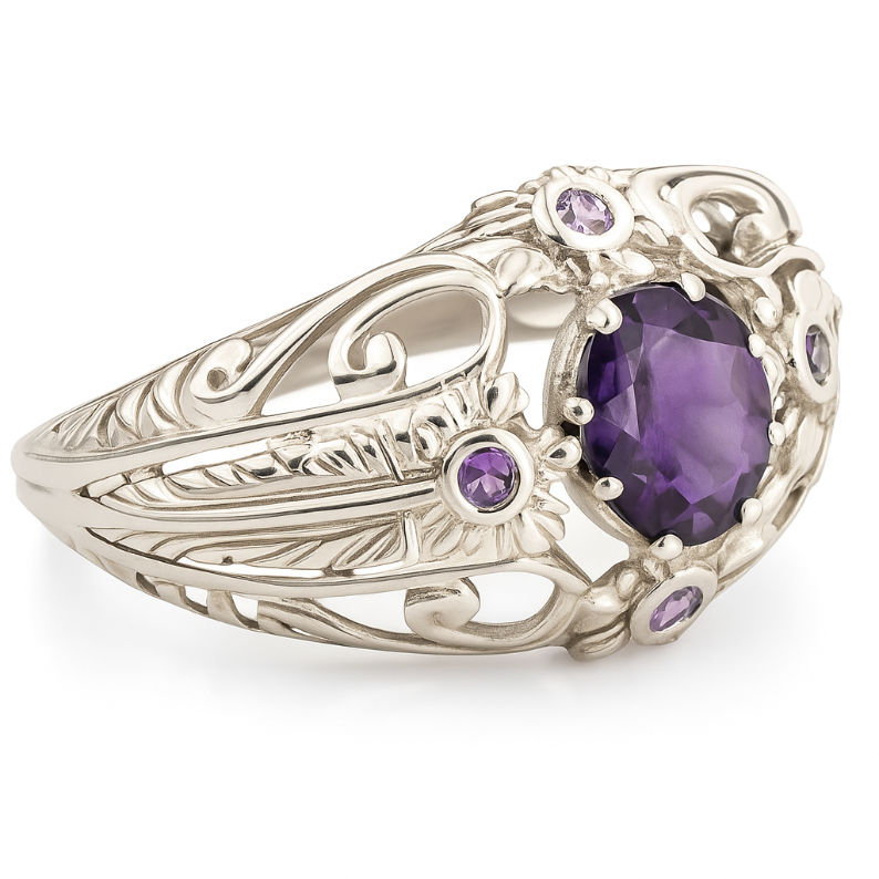 1CT Oval Amethyst Garden Ring - GEMPARA