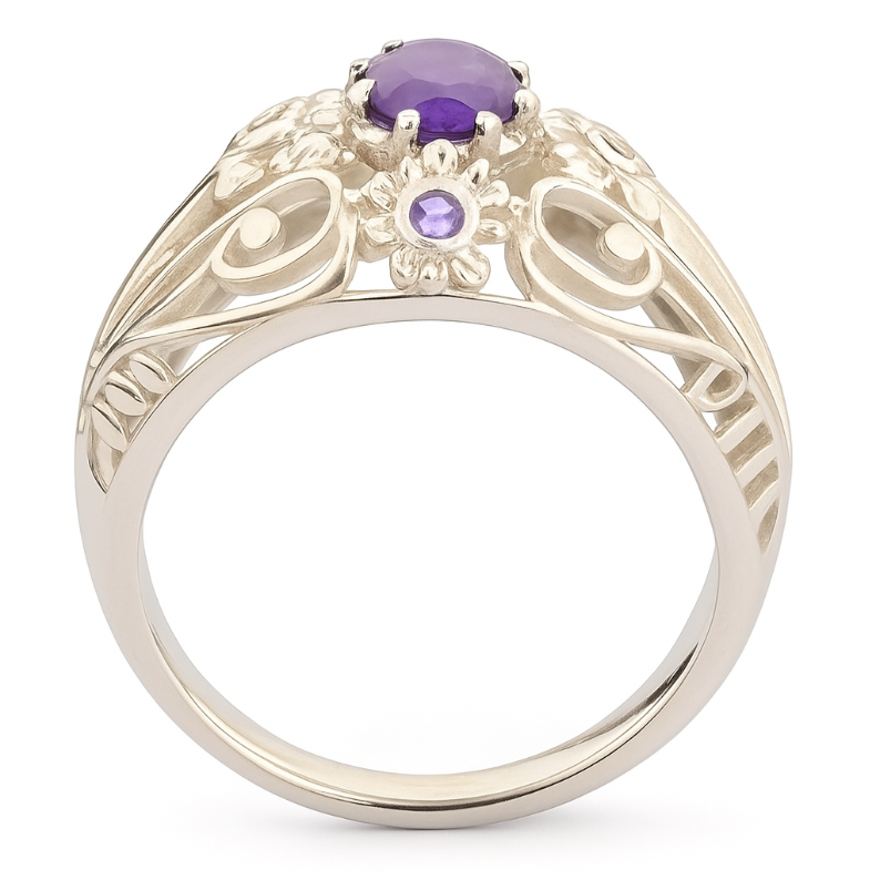 1CT Oval Amethyst Garden Ring - GEMPARA
