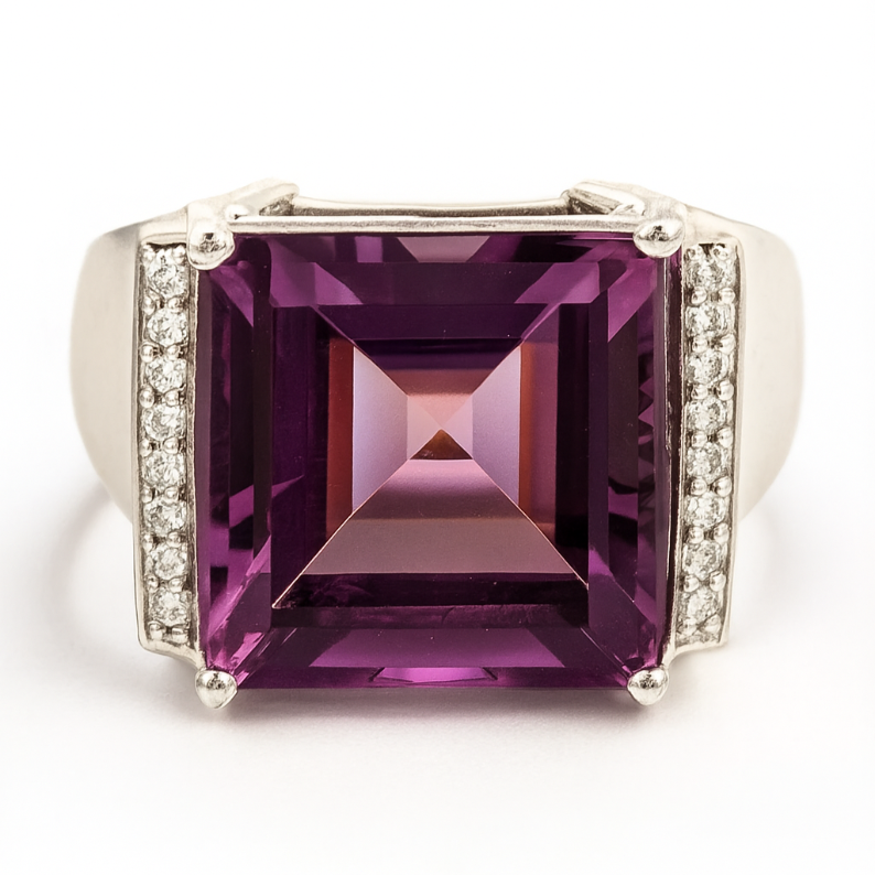 Majestic Eclipse Square Amethyst Ring - GEMPARA