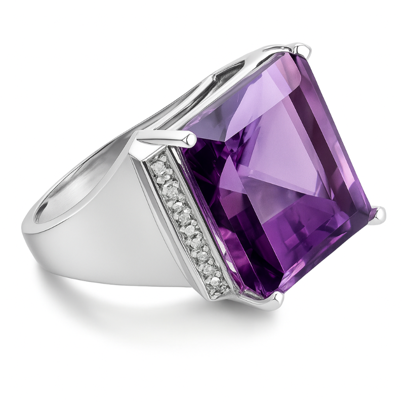 Majestic Eclipse Square Amethyst Ring - GEMPARA