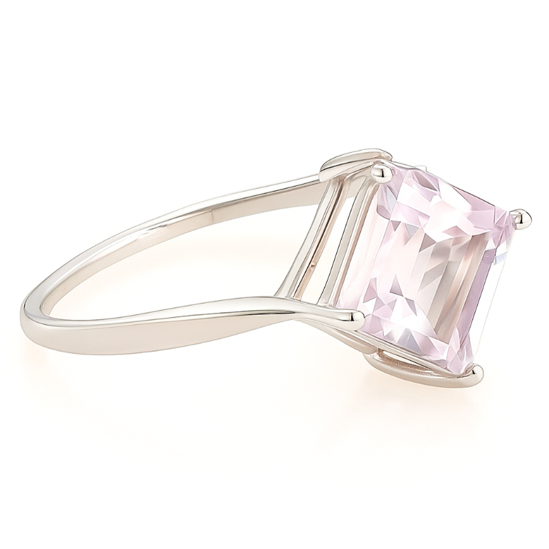 1.50CT Square Pink Amethyst Solitaire Ring - GEMPARA