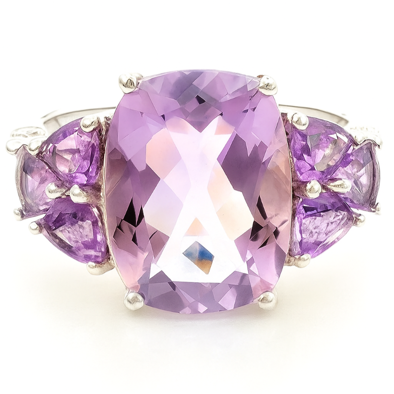 1CT Amethyst Cushion  Ring - GEMPARA