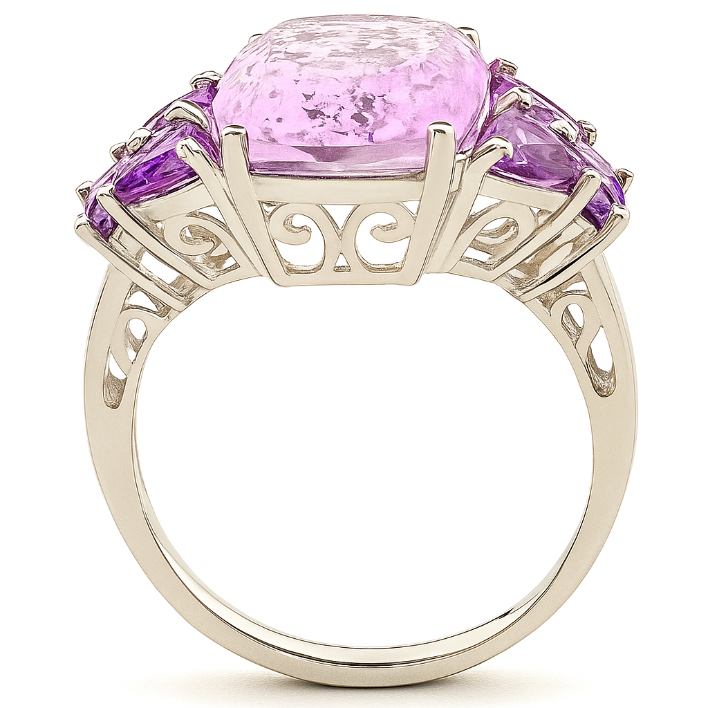 1CT Amethyst Cushion  Ring - GEMPARA