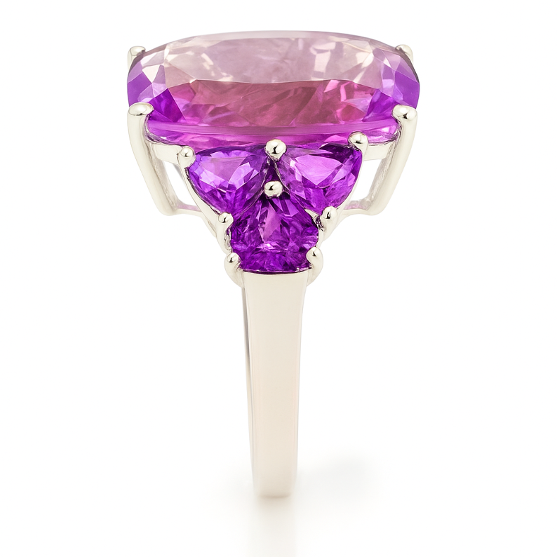 1CT Amethyst Cushion  Ring - GEMPARA