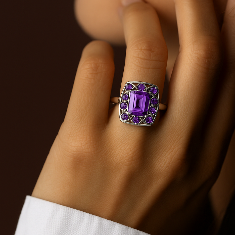 The Violet Amethyst Octo Tracery Ring - GEMPARA