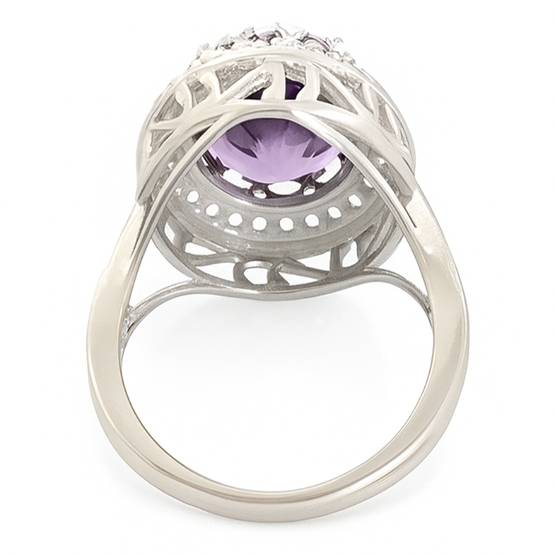 1CT Round Amethyst Halo Ring - GEMPARA