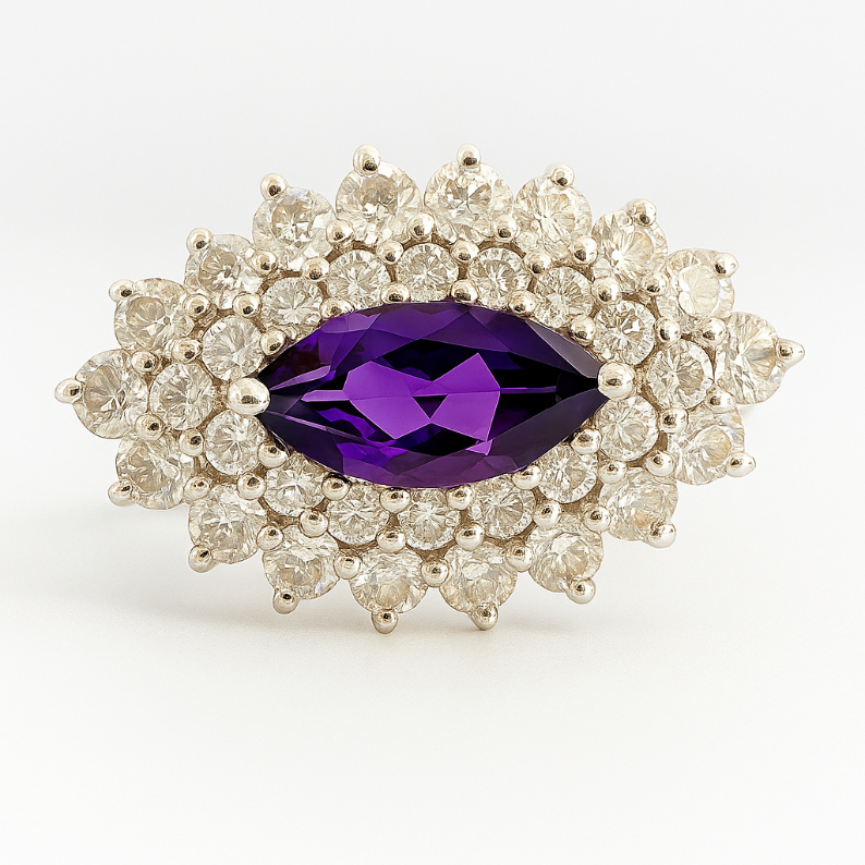 2CT Marquise African  Amethyst  Ring - GEMPARA