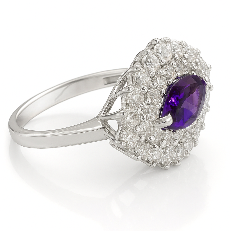 2CT Marquise African  Amethyst  Ring - GEMPARA