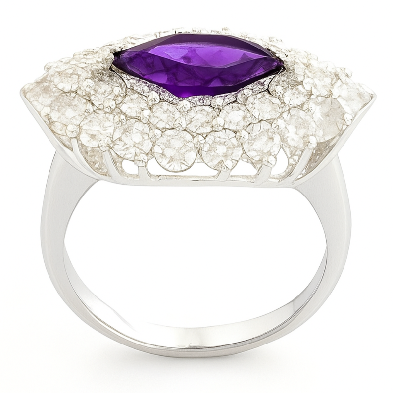 2CT Marquise African  Amethyst  Ring - GEMPARA
