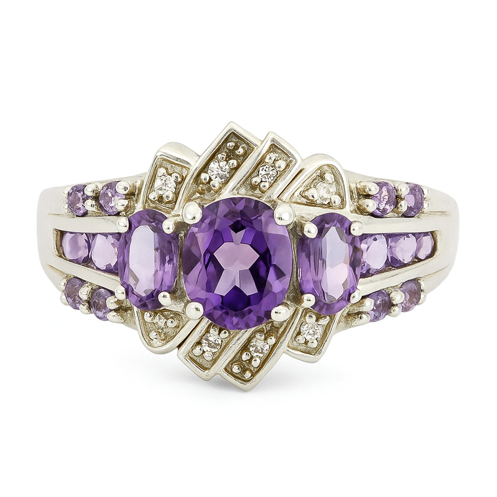 Amethyst Aurelia Oval cut Cluster Ring - GEMPARA