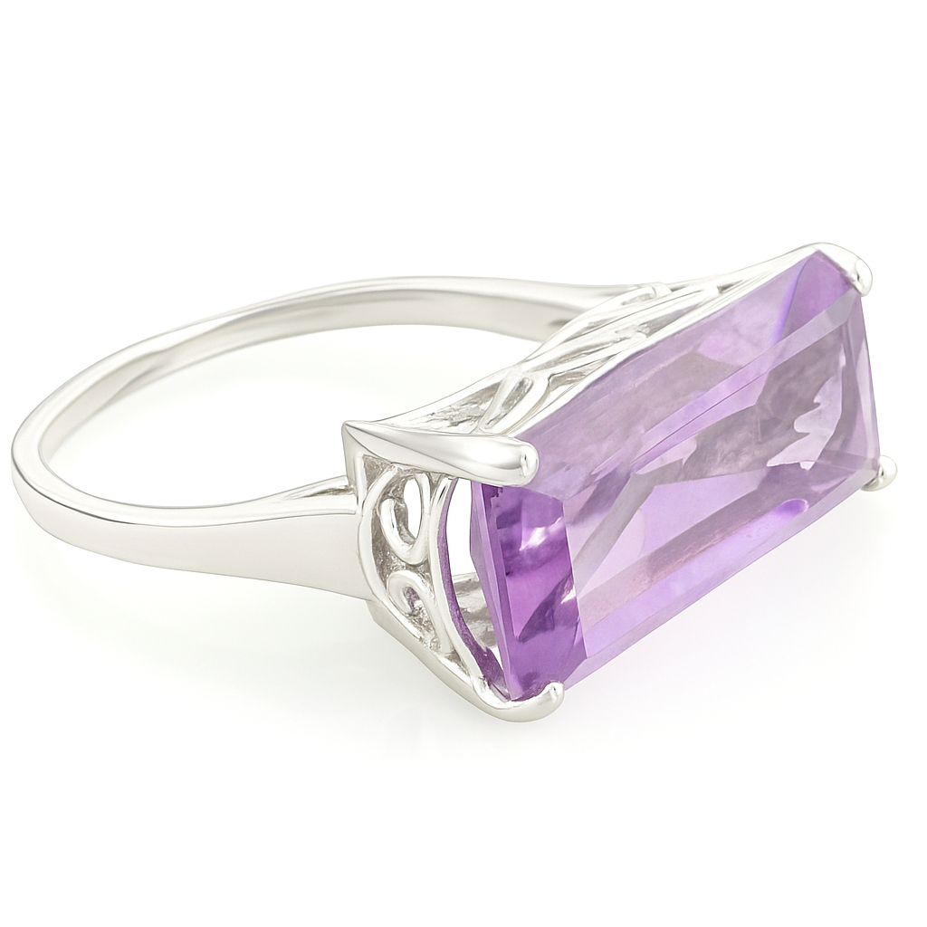 2CT  East West Amethyst Octo Ring - GEMPARA