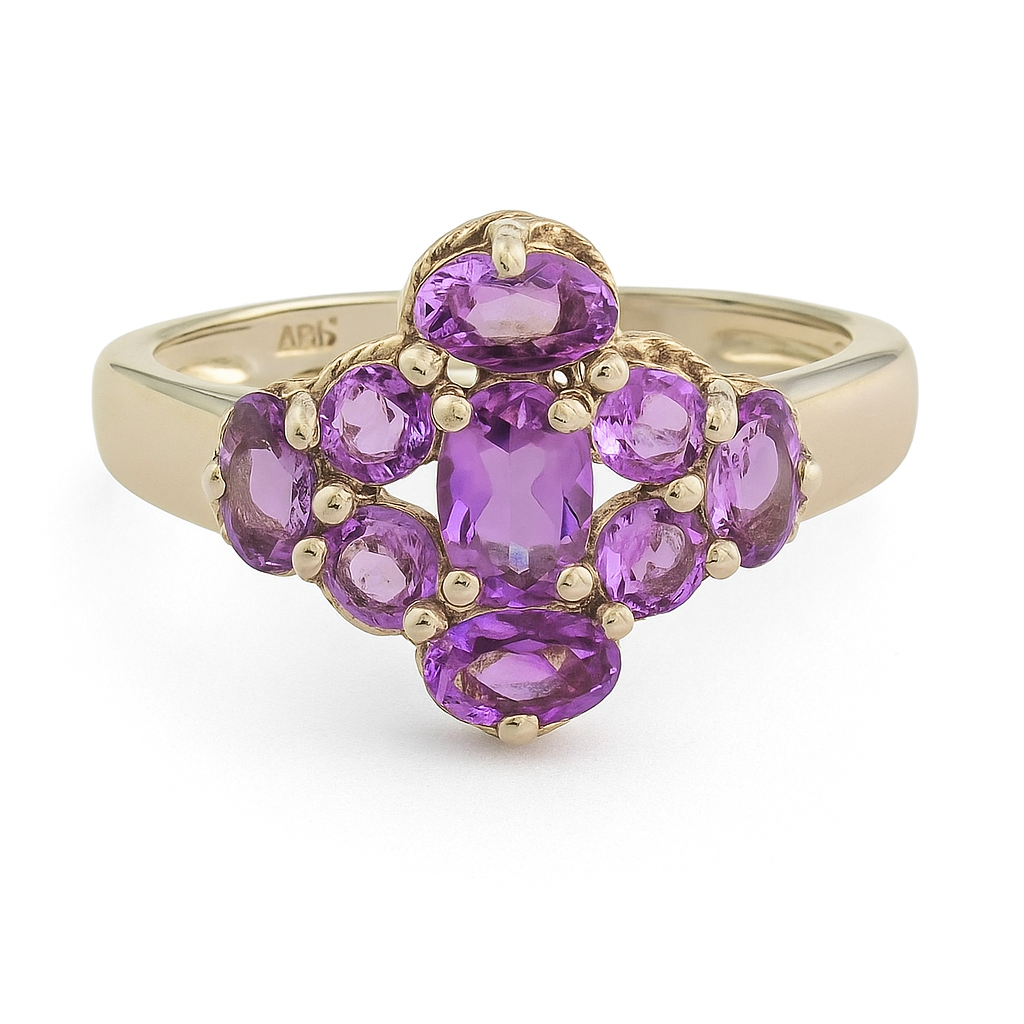 1CT Oval Pink Amethyst Cluster Ring - GEMPARA