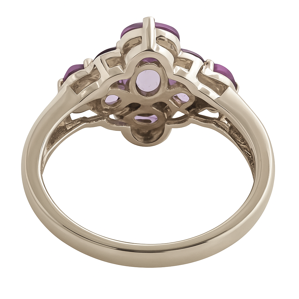 1CT Oval Pink Amethyst Cluster Ring - GEMPARA