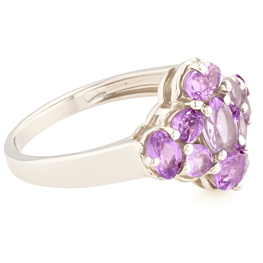 1CT Oval Pink Amethyst Cluster Ring - GEMPARA