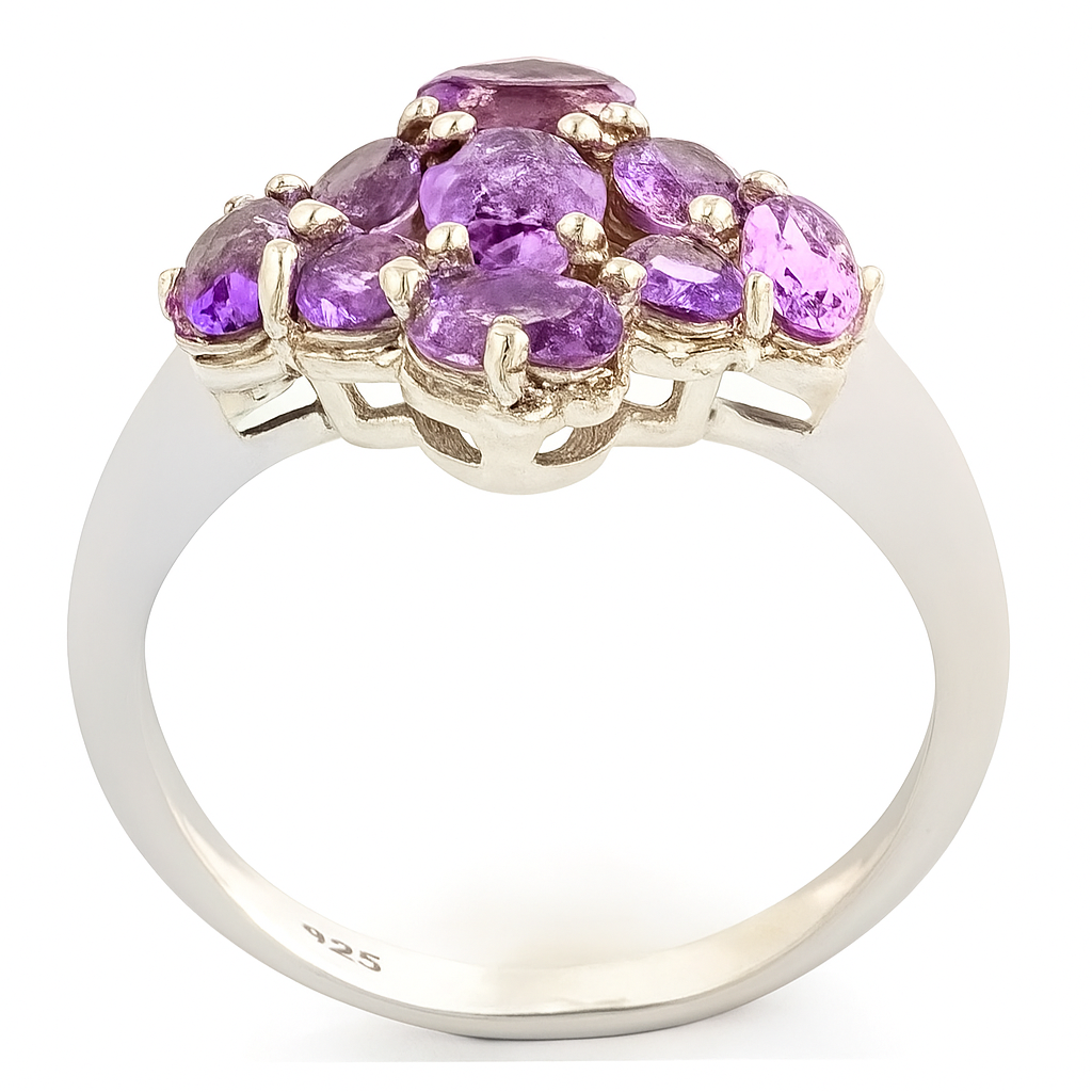 1CT Oval Pink Amethyst Cluster Ring - GEMPARA
