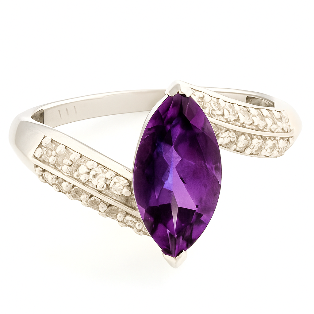 2CT Marquise Bypass Amethyst Ring