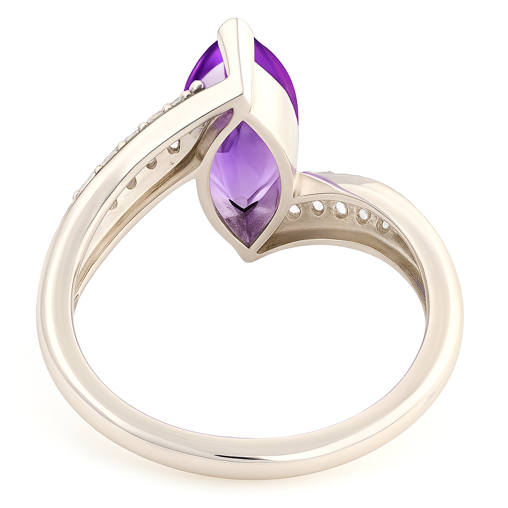 2CT Marquise Bypass Amethyst Ring