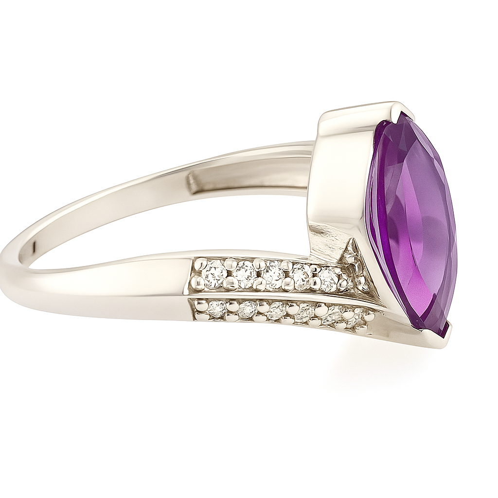 2CT Marquise Bypass Amethyst Ring