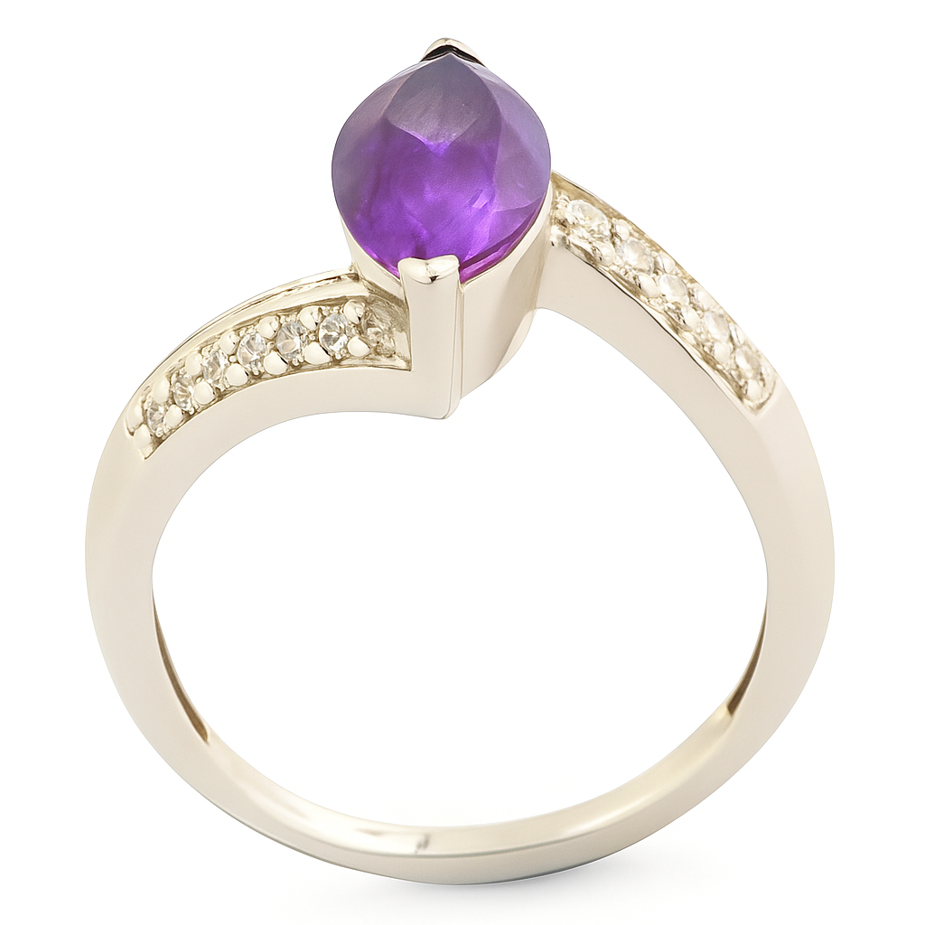 2CT Marquise Bypass Amethyst Ring